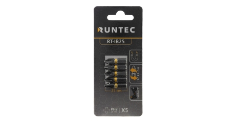 RUNTEC RT-IB25 Бита ударная RUNTEC (H6.35, 25 мм, PH2), 5 шт.