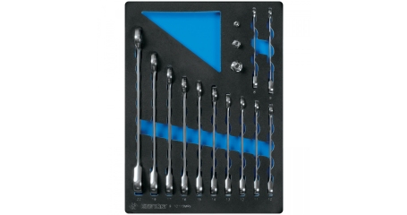 Набор трещоточных комбинированных ключей, ложемент, 15 предметов KING TONY 9-10115MRV