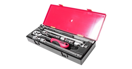 Набор инструментов слесарно-монтажный JTC K4082 (1/2", 8 предметов в кейсе, ключ трещот.,ворот.,удлинит.)