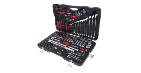 Набор инструментов 145 предметов слесарно-монтажный 1/4",1/2" 6-ти гранных в кейсе JTC-H145C