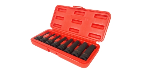 Набор бит-головок ударных JTC J408LH (1/2", HEX, H5-19 мм х 78 мм, 8 предметов в кейсе)