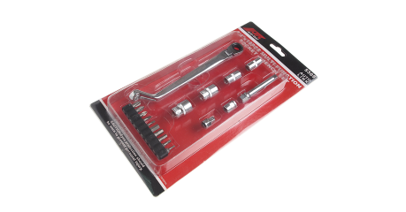 Набор головок торцевых и бит JTC 5305 (1/4", 7-12 мм, SL, PH, TORX, 18 предметов в кейсе)