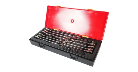 Набор ключей рожково-накидных трещоточных JTC K6141 (14 предметов в кейсе)