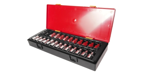 Набор бит-головок JTC K4251 (1/2", HEX H4-H14, TORX T20-T60, SPLINE M5-M12, 25 предметов)