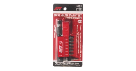 Набор бит с Г-образным держателем с отверстием JTC 5358 (1/4", TORX, Т10Н-Т40Н, 8 предметов)