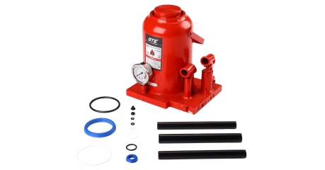 Домкрат гидравлический бутылочный двухплунжерный GTE-TH950001B, 50т (h min-280 мм, h max-450 мм, ход штока-170 мм)