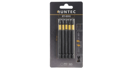 RUNTEC RT-IB90 Бита ударная RUNTEC (H6.35, 90 мм, PH2), 5 шт.