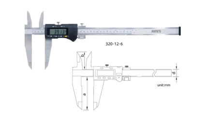 ASIMETO 320-12-6 Штангенциркуль нониусный тип; 0-300 мм, 0,01 мм, длина губок 90 мм