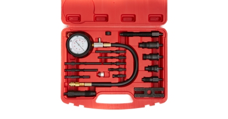 Компрессометр для дизельных ДВС ROSSVIK ST108 (с адаптерами, 0-1000PSI (0-70 бар), 17 предметов)