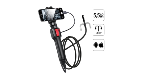 Видеоэндоскоп управляемый USB, 2Мп, 1920x1080, 1.5м, 5.5мм, 360° iCartool IC-V201