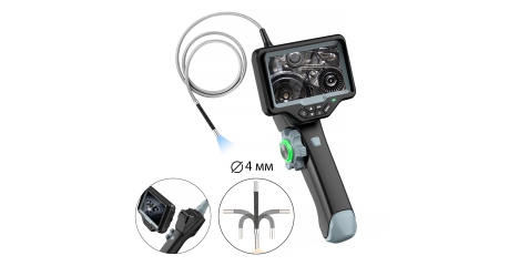 Видеоэндоскоп управляемый оптоволоконная подсветка, экран 4.5", 1Мп, 1280х720, 1м, 4мм зонд, 360° iCartool IC-VC1042WL