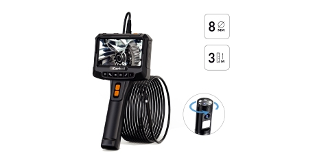 Видеоэндоскоп промышленный с вращением камеры, экран 5", 2 камеры 2Мп, 1920х1080, 3м, 8мм зонд, iCartool IC-VC700R-3