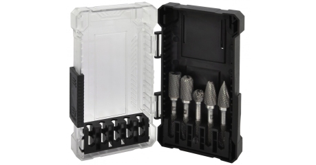Thorvik TRRB060605-2S Набор борфрез твердосплавных, тип B, C, D, F, G, 6 мм, двойная насечка, в кейсе, 5 предметов