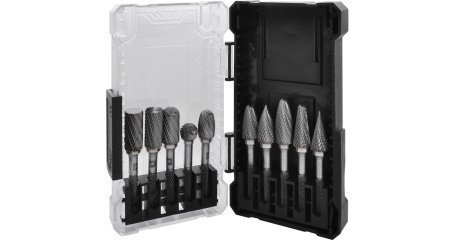 Thorvik TRRB060610-2S Набор борфрез твердосплавных, тип A, B, C, D, E, F, G, H, L, M, 6 мм, двойная насечка, в кейсе, 10 предметов