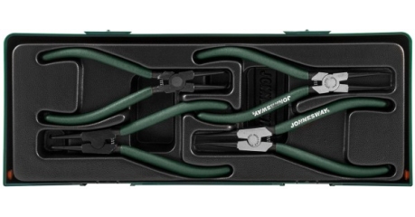 AG010002SC Ложемент с пластиковой крышкой, набор щипцов 7" для стопорных колец, 4 предмета.