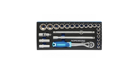 Набор головок NORDBERG 2496024T, 1/2" в ложементе, 24 предмета для тележки