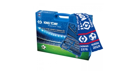 Набор инструментов универсальный, 153 предмета, в комплекте футбольный шарф KING TONY P7553MR01