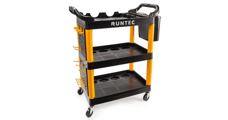 Тележка с тремя открытыми полками RUNTEC RT-PP3 (перфорированная боковина с крючками), черная
