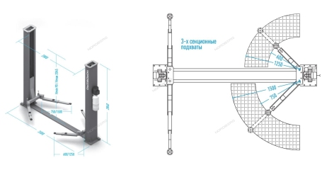 Подъемник двухстоечный 4,5т 380V с нижней синхронизацией NORDBERG N4125-4,5T