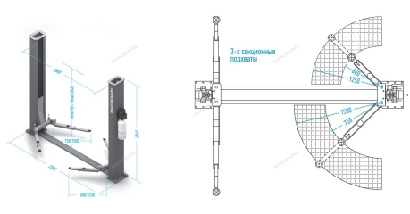 Подъемник двухстоечный 4,5т 380V с нижней синхронизацией NORDBERG N4125-4,5T