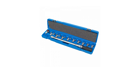 Динамометрический ключ серии "FIT", 1/2" с набором рожковых насадок 13-30 мм, 40-200 Нм, кейс KING TONY 345202D11MR