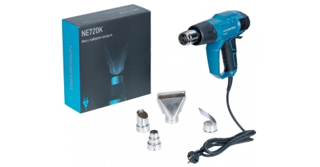 Фен с комплектом насадок NORDBERG NE720K, 50-650°С, 2000 Вт