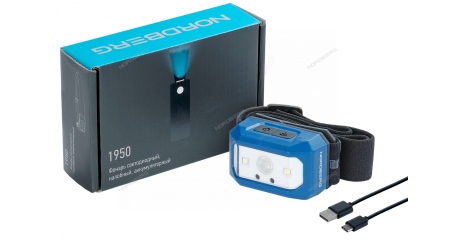 Фонарь светодиодный налобный, аккумуляторный, 3,7 В NORDBERG 1950