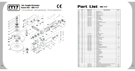 Ремкомплект для шлифмашины пневматической (УШМ) QB-117, подшипник качения MIGHTY SEVEN QB-117P05