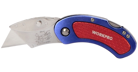 Нож универсальный алюминиевый складной со сменными лезвиями мини WP211005 WORKPRO