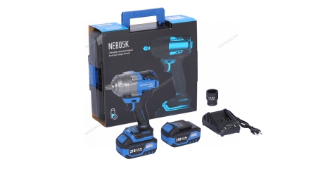 Гайковерт аккумуляторный NORDBERG NE805K (1/2", 21 В, 1000 Нм, с двумя 4 A аккум. и зар. уст-вом, в кейсе)
