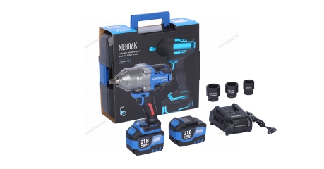 Гайковерт аккумуляторный NORDBERG NE806K-1/2 (1/2", 21 В, 1500 Нм с двумя 6 A аккум. и зар. уст-вом, в кейсе)