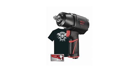 Гайковерт пневматический ударный MIGHTY SEVEN NC-4255QH01, 1/2", 1627 Нм, система «EZ Grease», в комплекте футболка
