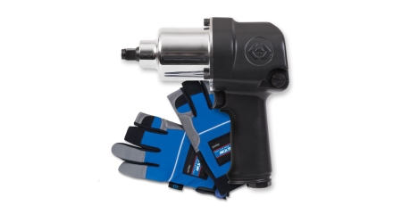 Гайковерт пневматический ударный KING TONY P33411-050E (1/2", 881 Нм, в комплекте перчатки антивибрационные)