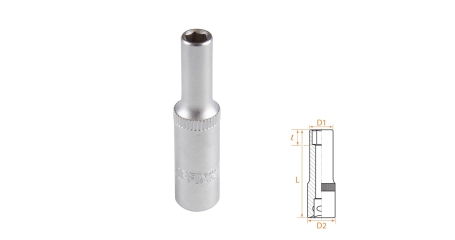 Головка торцевая глубокая шестигранная 1/4