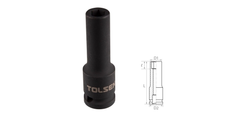 Головка торцевая ударная глубокая шестигранная 1/2" 8 мм TOLSEN TT18258