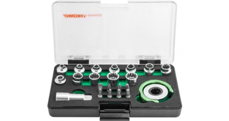 Головки торцевые SPLINE М4-13 с дисковым трещоточным механизмом и аксессуарами в наборе 22 предмета JONNESWAY RD05H22S