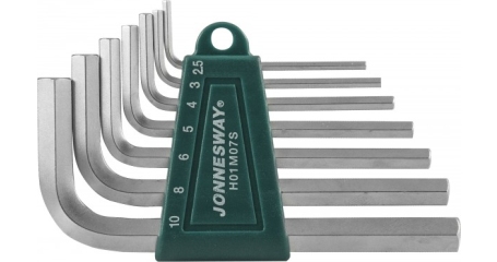 Комплект угловых шестиграников JONNESWAY H01M07S, 2,5-10мм, 7 предметов S2 материал