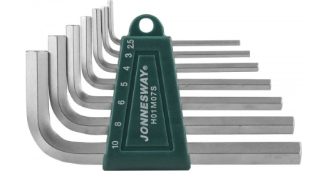 Комплект угловых шестиграников JONNESWAY H01M07S, 2,5-10мм, 7 предметов S2 материал