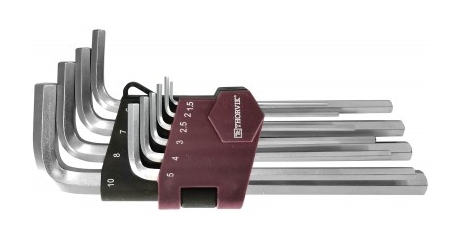 Набор ключей HK10S торцевых шестигранных, H1.5-H10, 10 предметов