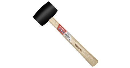 Молоток резиновый с деревянной рукояткой 450гр черный WP241039 WORKPRO