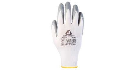 Защ. перчатки  JETA SAFETY JN011 из полиэфирной пряжи c нитриловым покр., цвет серый, размер M /12пар/