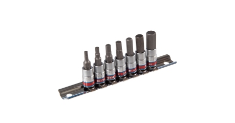 KING TONY Набор торцевых насадок 1/4", Hex, 1/8" - 3/8", L = 37 мм, 7 предметов