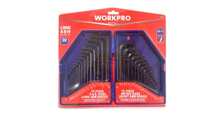 Ключи 6-гранные длинные 30шт ММ/Дюйм в боксе проф WP222018 WORKPRO