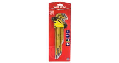 Ключи 6-гранные TORX длинные 9шт в держателе WP222008 WORKPRO
