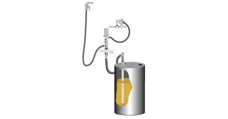 Комплект для откачки масла из бочки 205 л с насосом PM4, коэф. сжатия 5:1, монтаж на стену