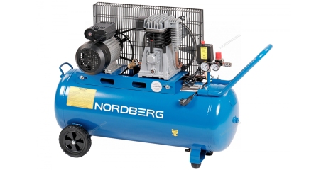 Компрессор поршневой с ременной передачей 220В ресивер 100 л 390 л/мин NORDBERG NCE100/390
