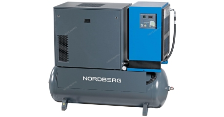Компрессор винтовой, 11кВт, 10Бар, 1400л/мин, ресивер 500л, осушитель NORDBERG NCS500/1400-10D