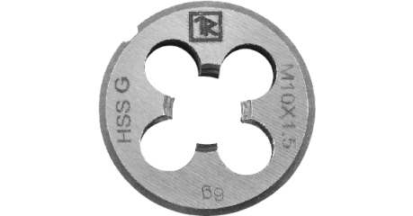 Плашка D-DRIVE MDG61 круглая ручная с направляющей в наборе М6х1.0, HSS, Ф25х9 мм