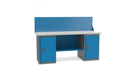 Металлический верстак с двумя тумбами ВТ2-1.9