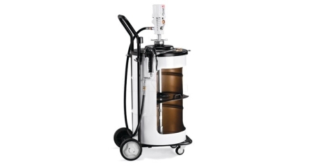 Мобильный пневматический солидолонагнетатель с насосом PM3 с тележкой для бочек 50 кг, след. пласт.